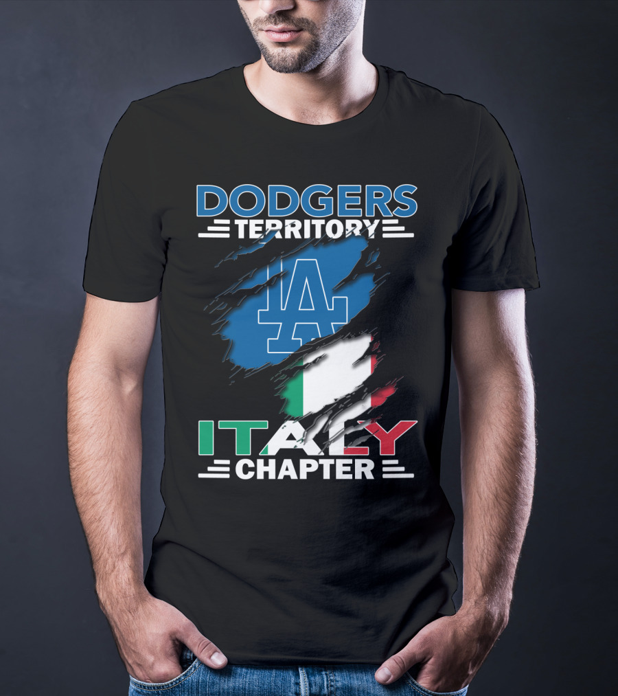 Dodgers Territory Italy Chapter LA Logo Italian Flag T-Shirt