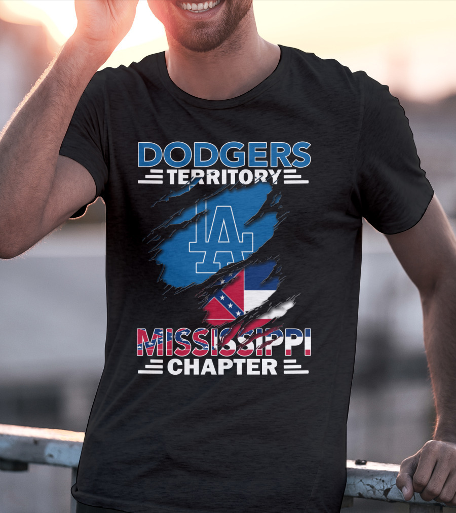 Dodgers Territory Mississippi Chapter LA Logo And Flag Elements T-Shirt