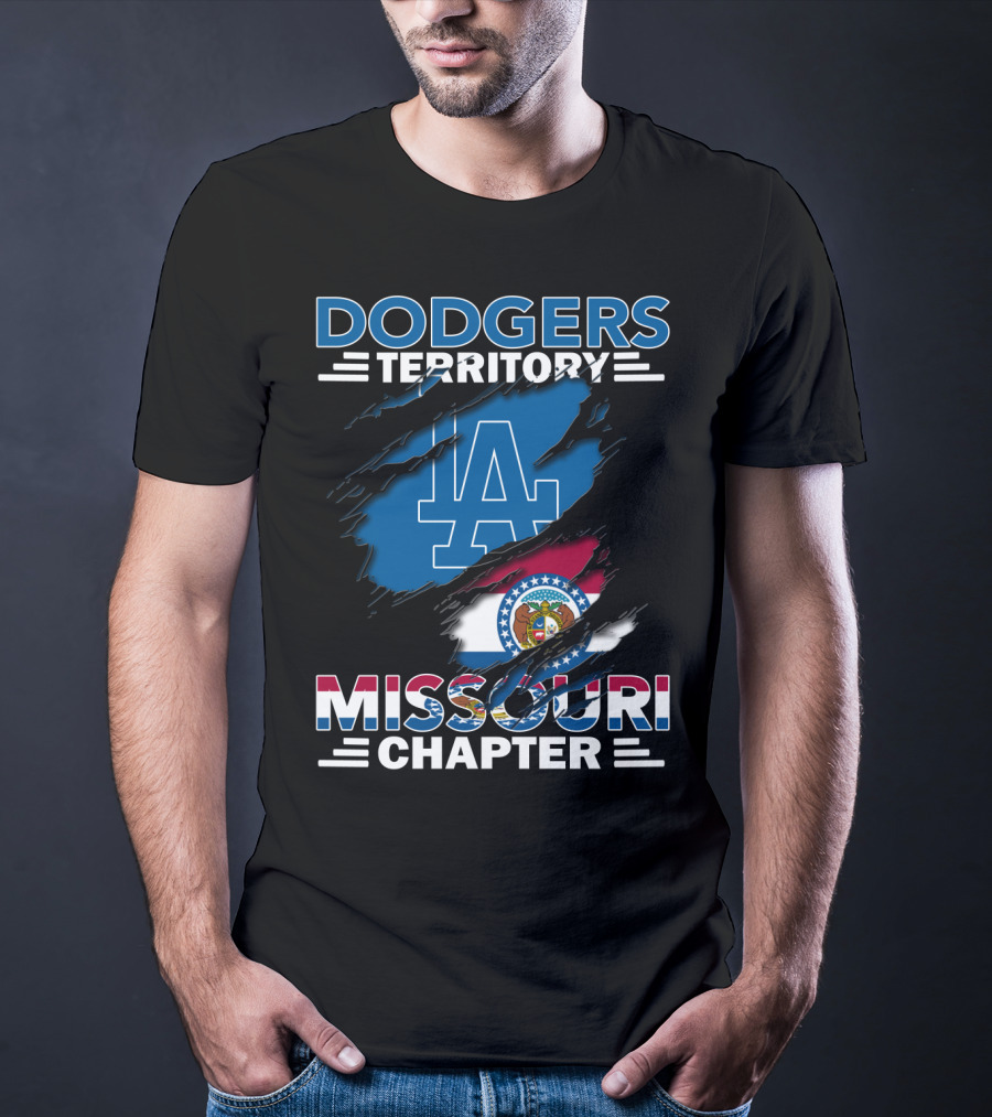 Dodgers Territory Missouri Chapter LA Logo And Missouri Flag T-Shirt