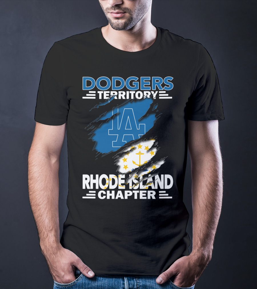 Dodgers Territory Rhode Island Chapter LA Logo Anchored T-Shirt