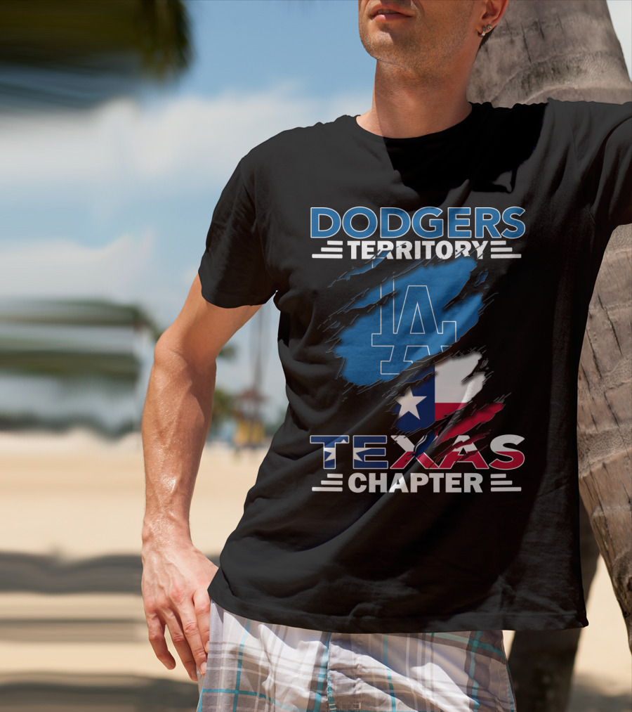 Dodgers Territory Texas Chapter LA Logo Texas Flag T-Shirt