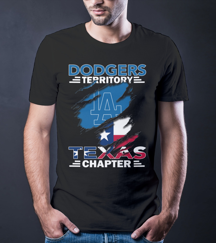Dodgers Territory Texas Chapter LA Logo Texas Flag T-Shirt
