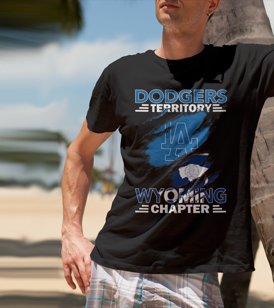 Dodgers Territory Wyoming Chapter LA Logo Buffalo Flag T-Shirt