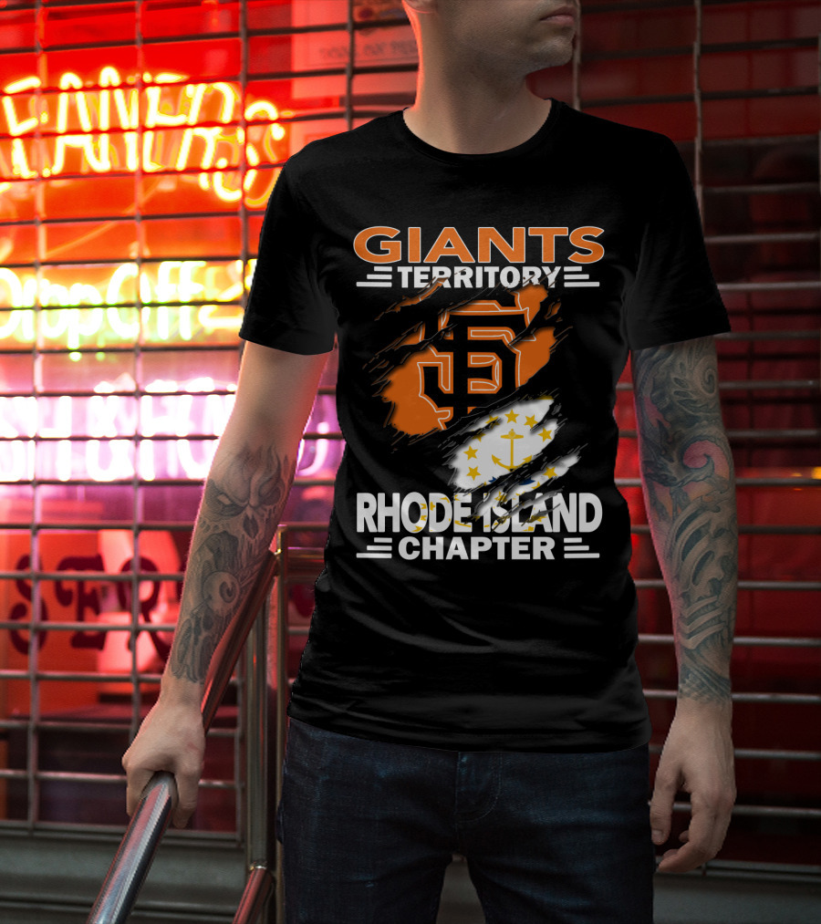 Giants Territory Rhode Island Chapter SF Logo And State Flag Elements T-Shirt