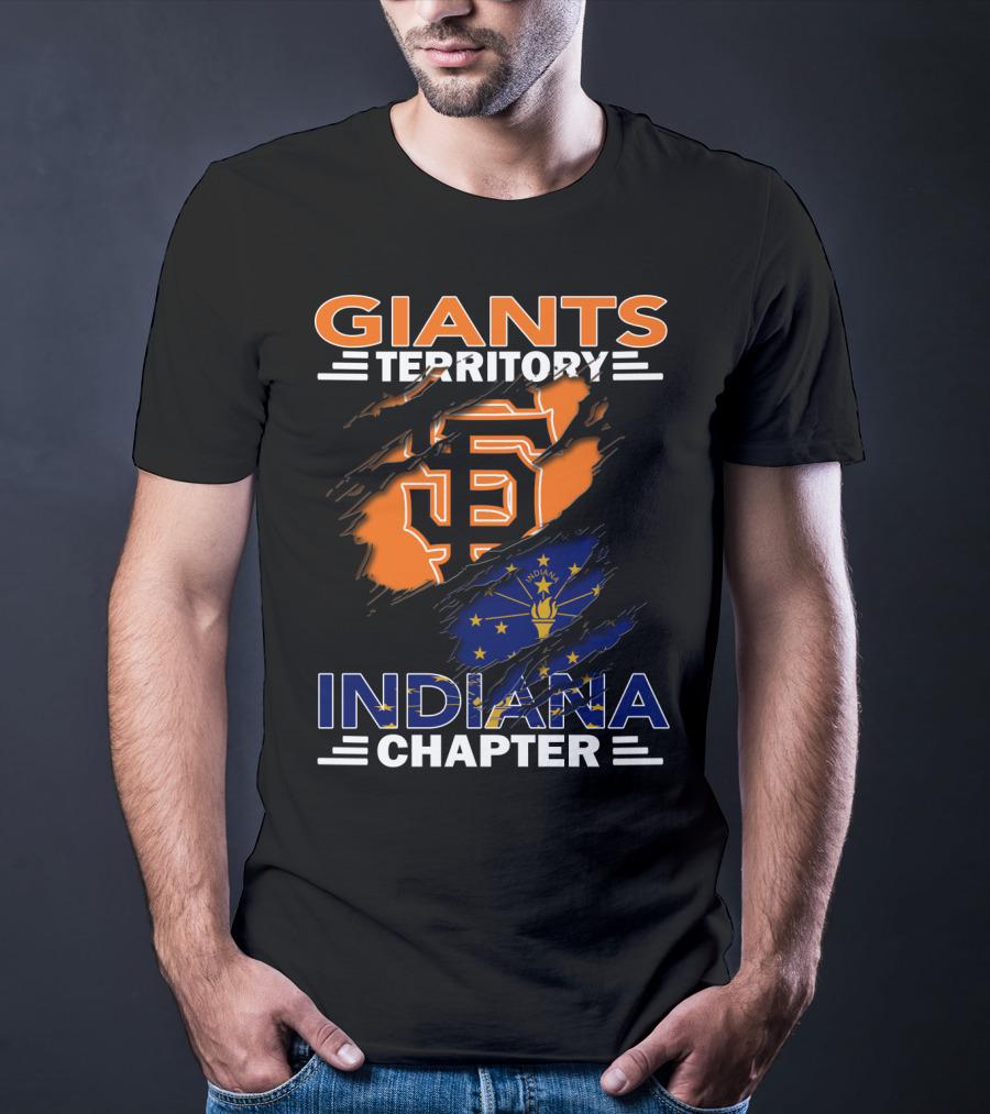 Giants Territory Indiana Chapter Sf Logo And Indiana Flag T-Shirt