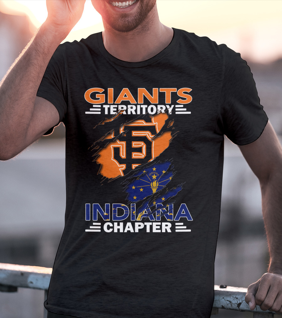 Giants Territory Indiana Chapter Sf Logo And Indiana Flag T-Shirt