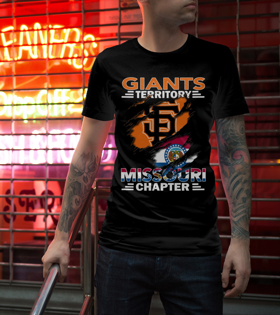 Giants Territory Missouri Chapter Sf Logo American Flag T-Shirt