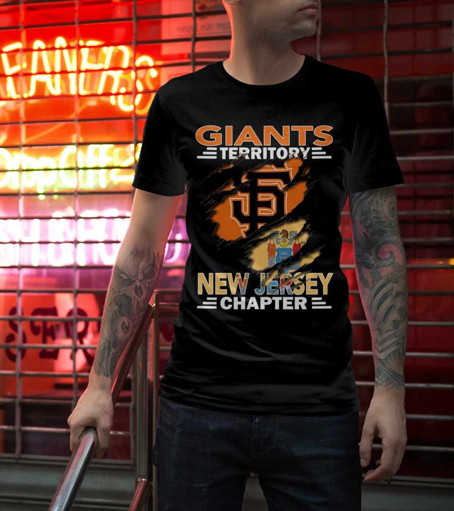 Giants Territory New Jersey Chapter San Francisco Logo And State Flag T-Shirt