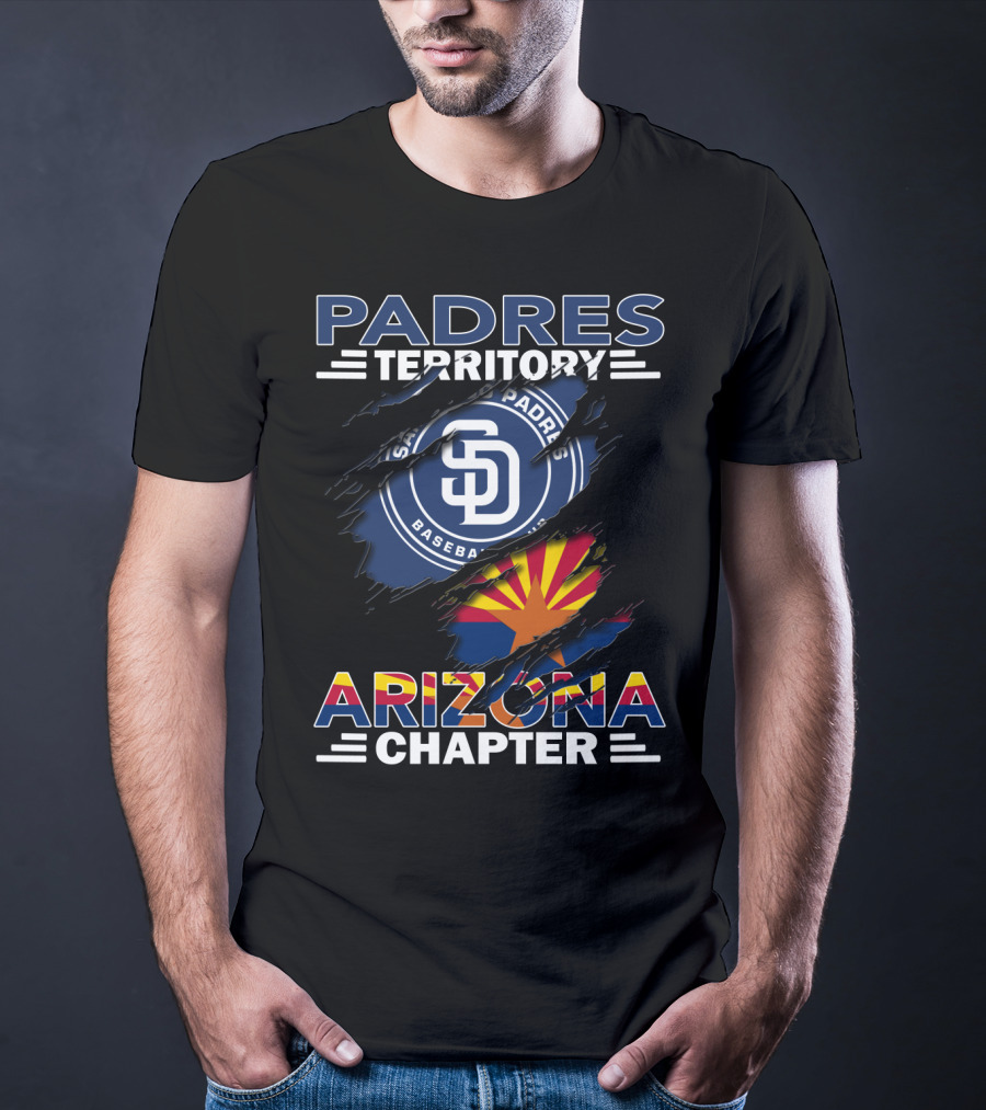 Padres Territory Arizona Chapter San Diego Baseball Logo With Arizona State Flag T-Shirt