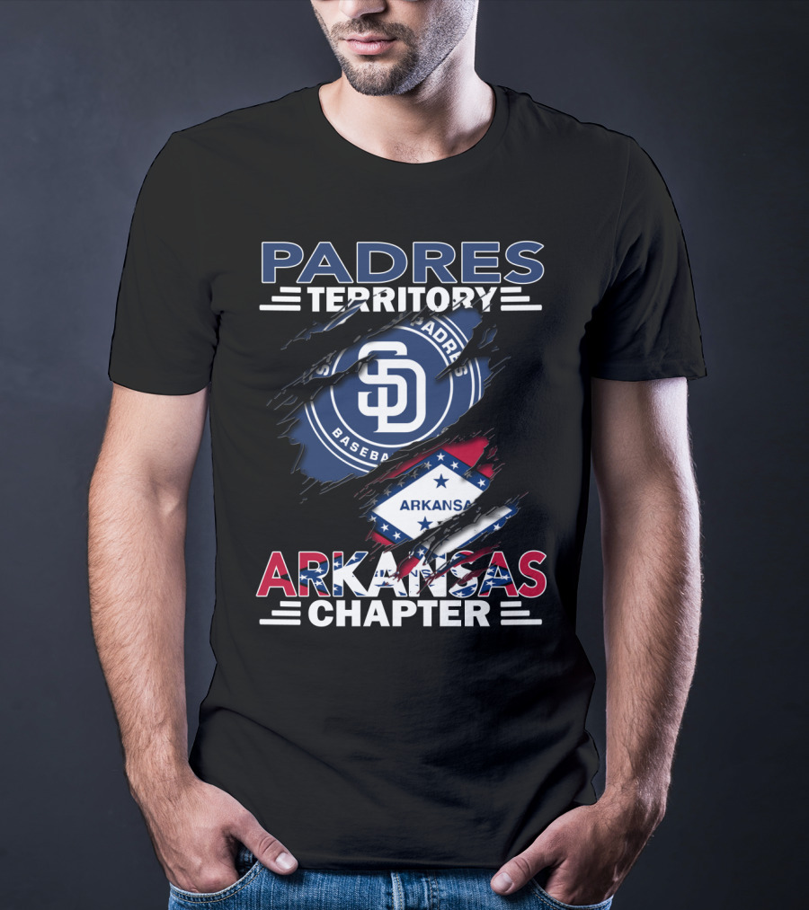Padres Territory Arkansas Chapter SD Baseball Logo With Arkansas Flag Elements T-Shirt