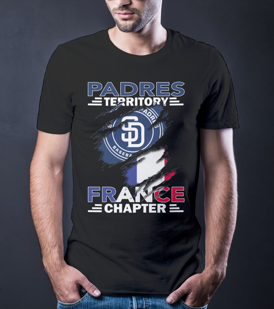 Padres Territory France Chapter SD Baseball Logo And French Flag T-Shirt