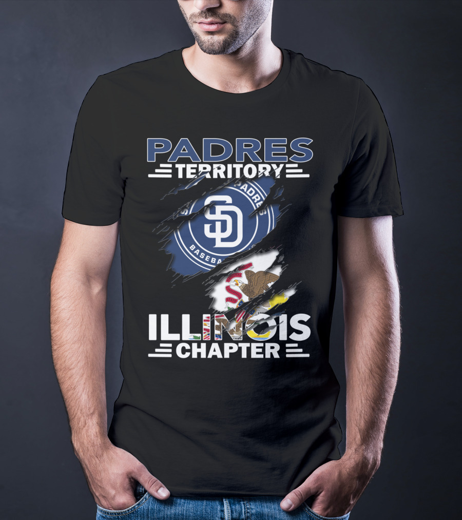 Padres Territory SD Baseball Illinois Chapter Logo With State Flag Elements T-Shirt