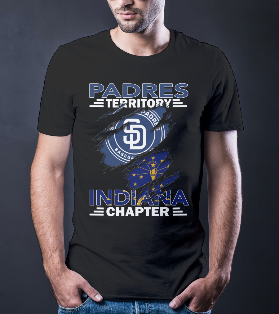 Padres Territory Indiana Chapter San Diego Baseball Indiana Flag T-Shirt