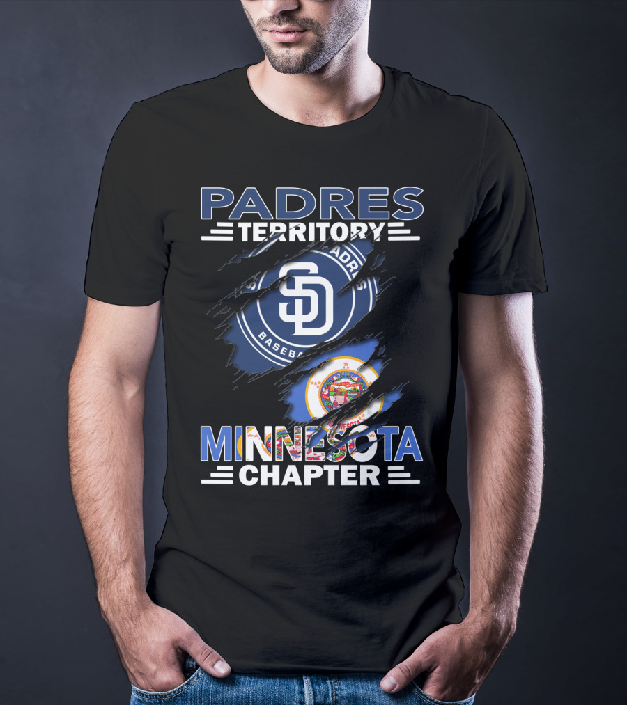 Padres Territory Minnesota Chapter Baseball Fans SD Logo And Minnesota State Seal T-Shirt