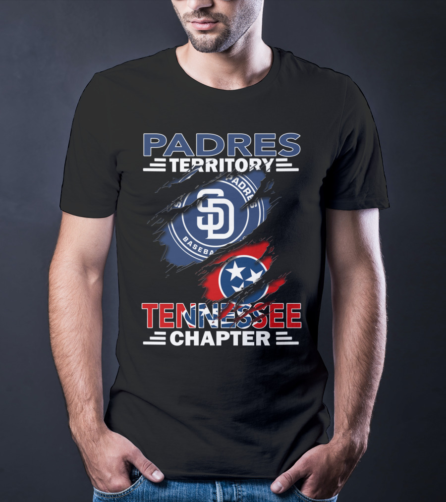 Padres Territory Tennessee Chapter SD Baseball Logo Star Flag Claw Marks T-Shirt