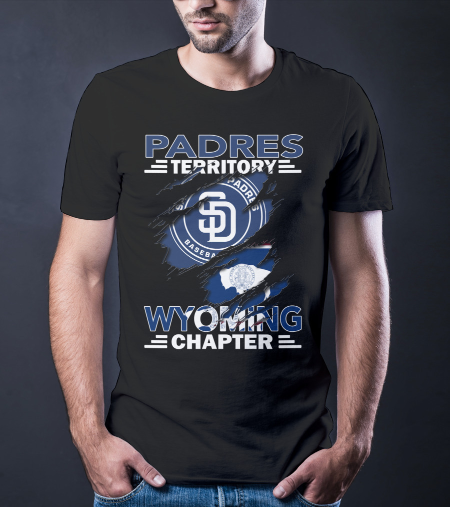 Padres Territory Wyoming Chapter San Diego Padres Baseball Logo With Wyoming State Flag T-Shirt