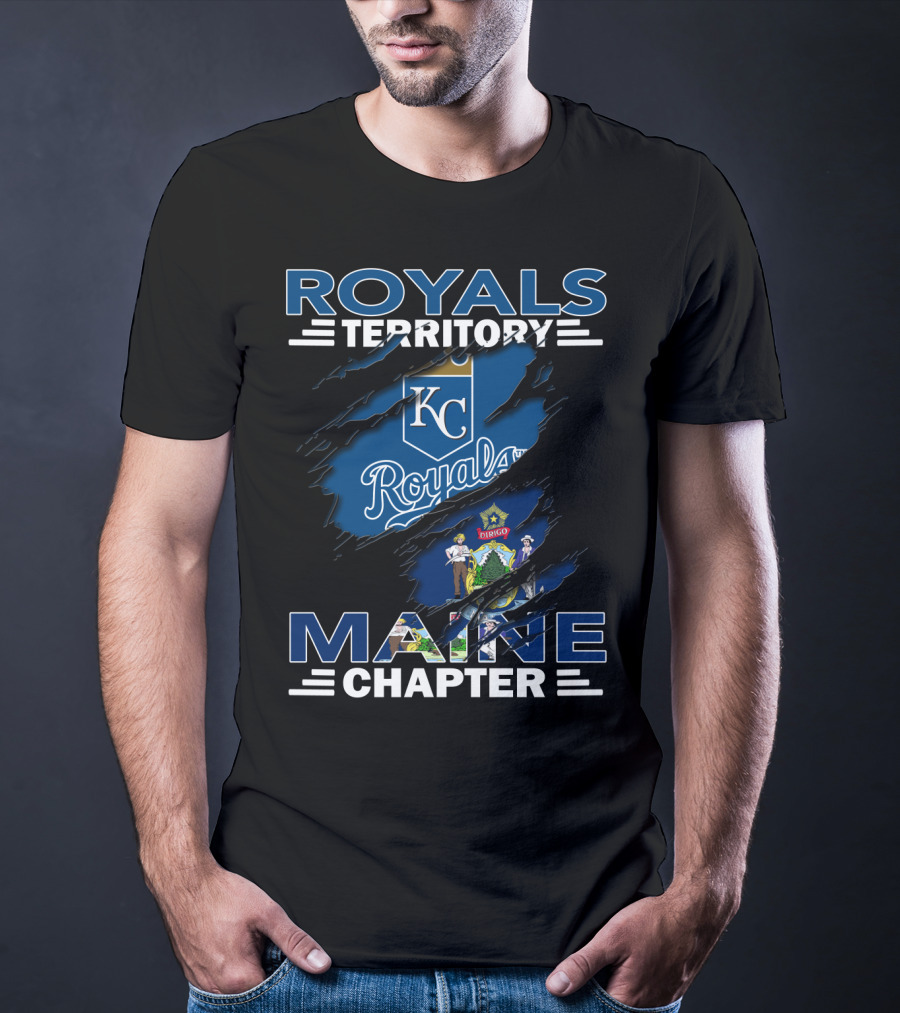 Royals Territory KC Logo Maine State Badge Chapter T-Shirt