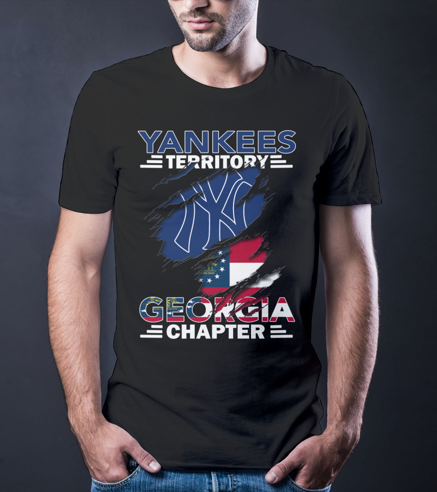 Yankees Territory Georgia Chapter With Flag And Logo Background T-Shirt