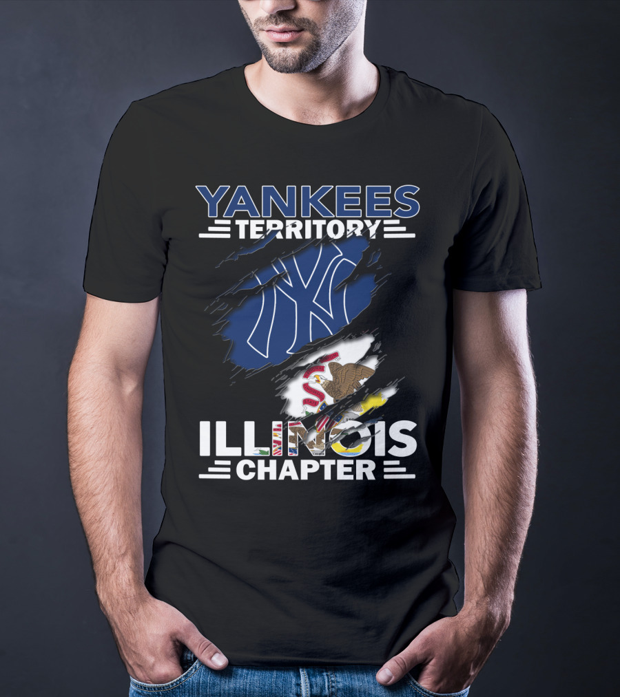 Yankees Territory Illinois Chapter Yankees Logo Illinois Flag T-Shirt
