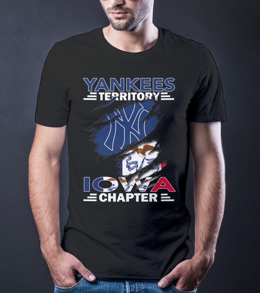 Yankees Territory Iowa Chapter New York Yankees Logo And Iowa Flag Elements T-Shirt