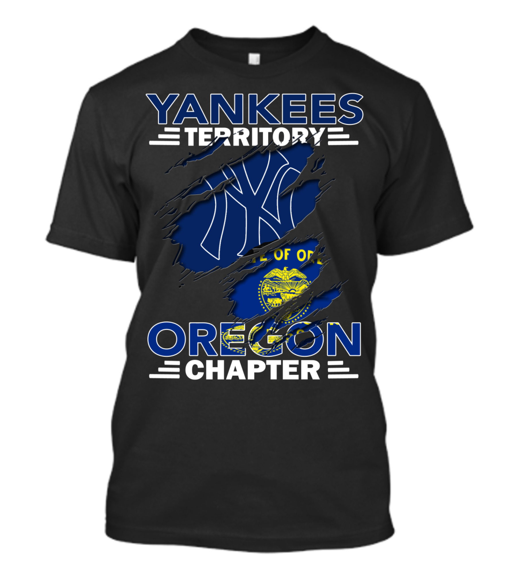 Yankees Territory Oregon Chapter NY Logo With Oregon Flag Elements T-Shirt