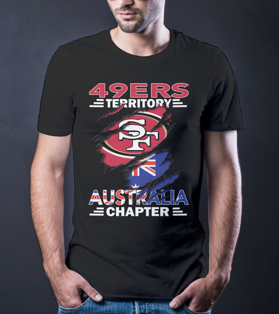 49ers Territory Australia Chapter SF Logo With Australian Flag Background T-Shirt