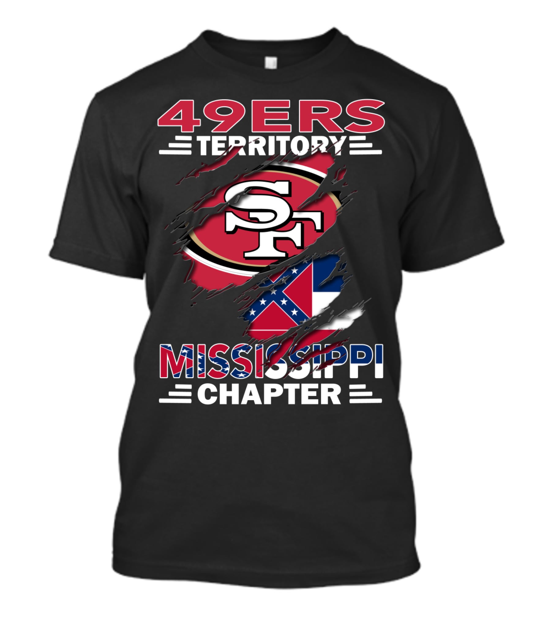 49ers Territory Mississippi Chapter SF Logo And Flag T-Shirt