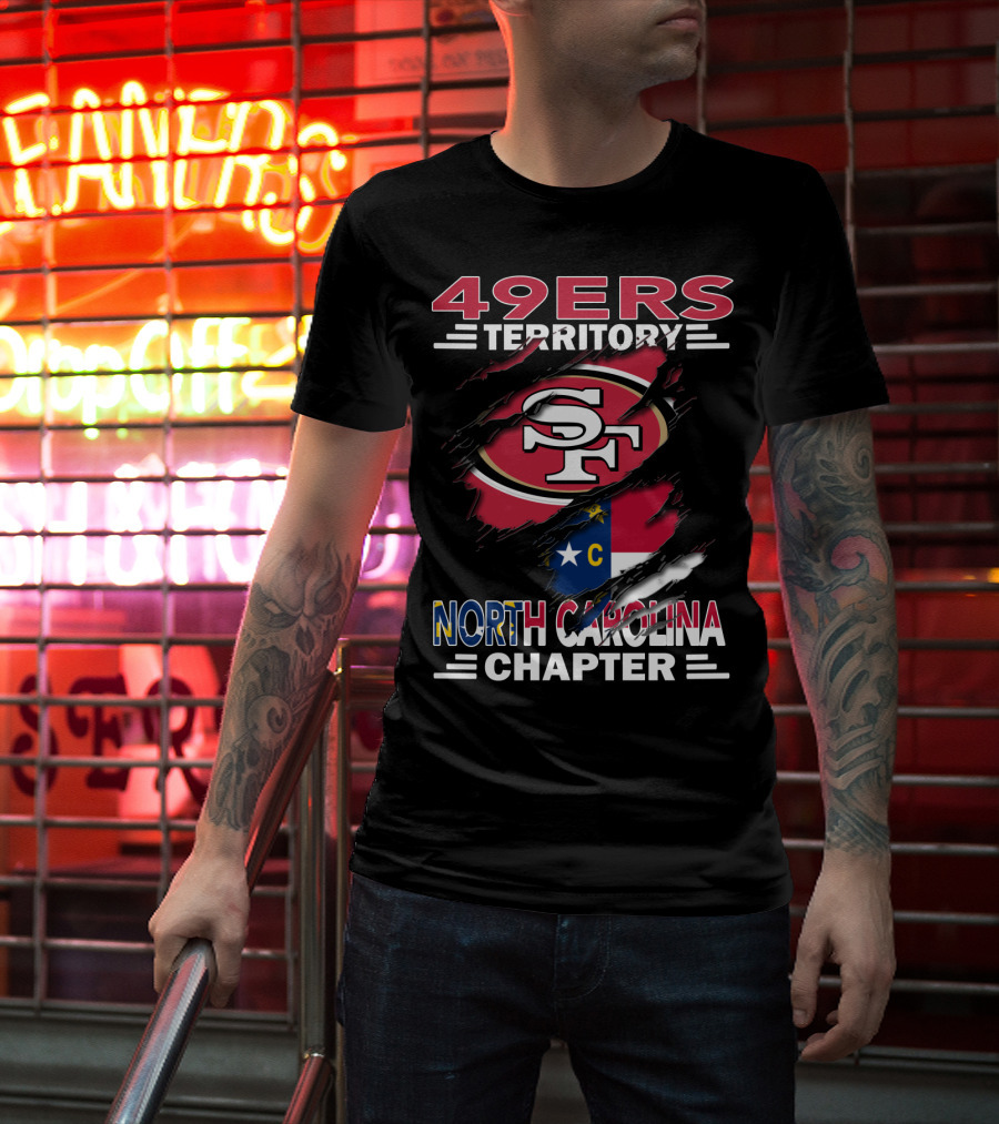 49ers Territory North Carolina Chapter SF Logo North Carolina Flag T-Shirt