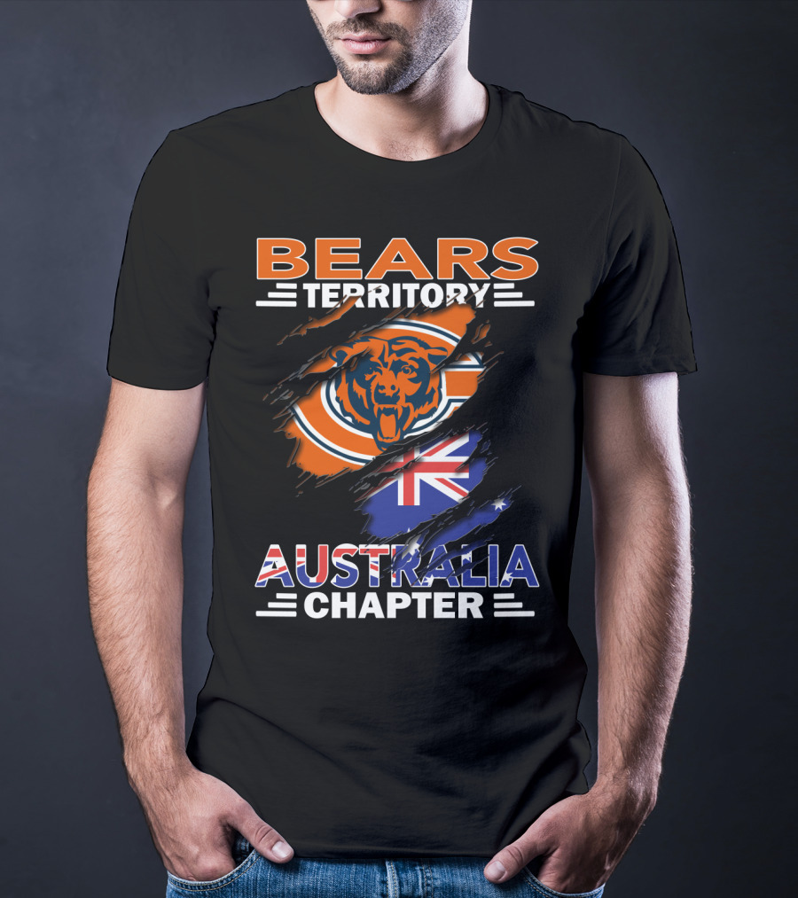 Bears Territory Australia Chapter Chicago Bears Australian Flag Scratch T-Shirt