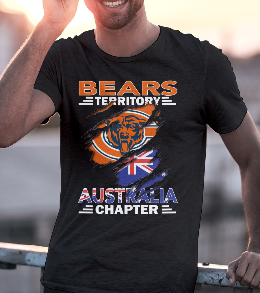 Bears Territory Australia Chapter Chicago Bears Australian Flag Scratch T-Shirt