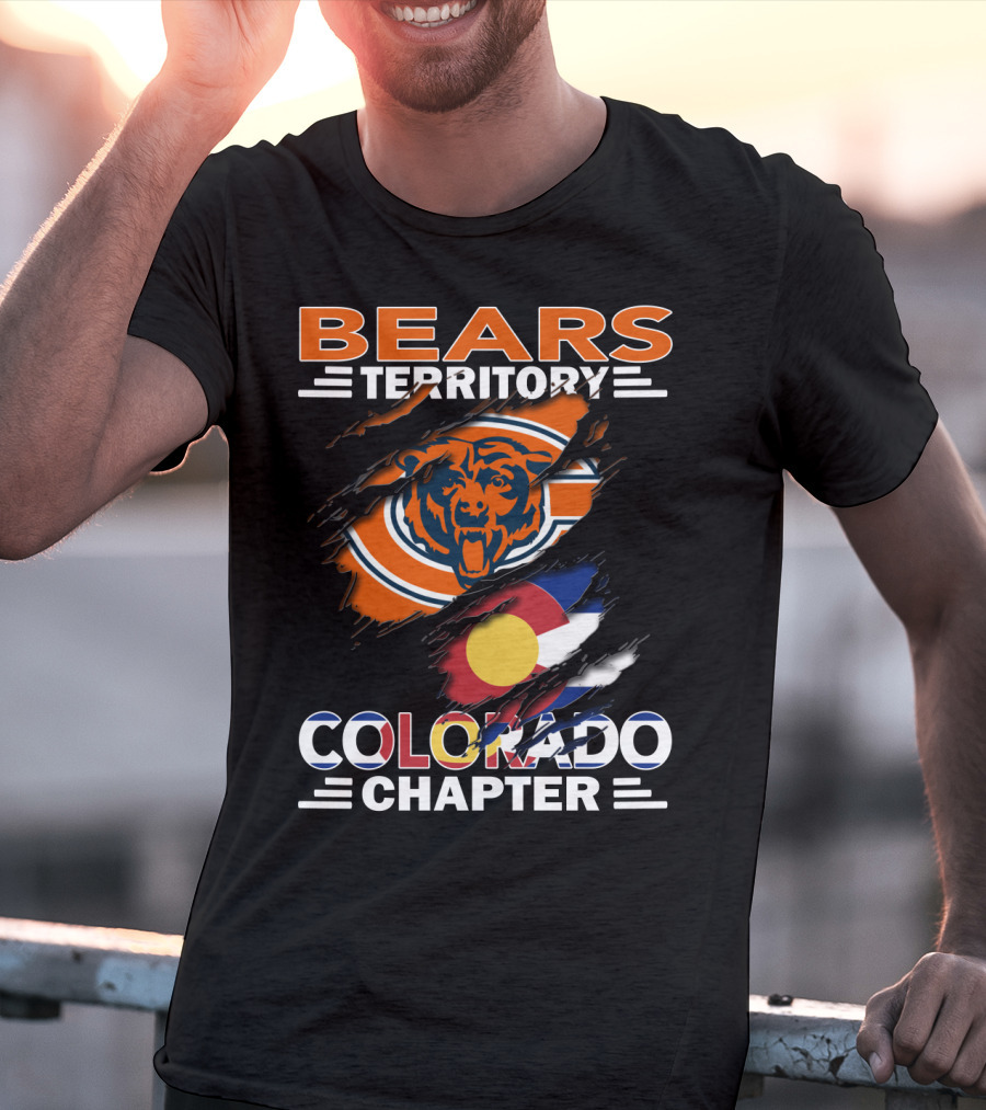 Bears Territory Colorado Chapter Chicago Bears Logo And Colorado Flag T-Shirt
