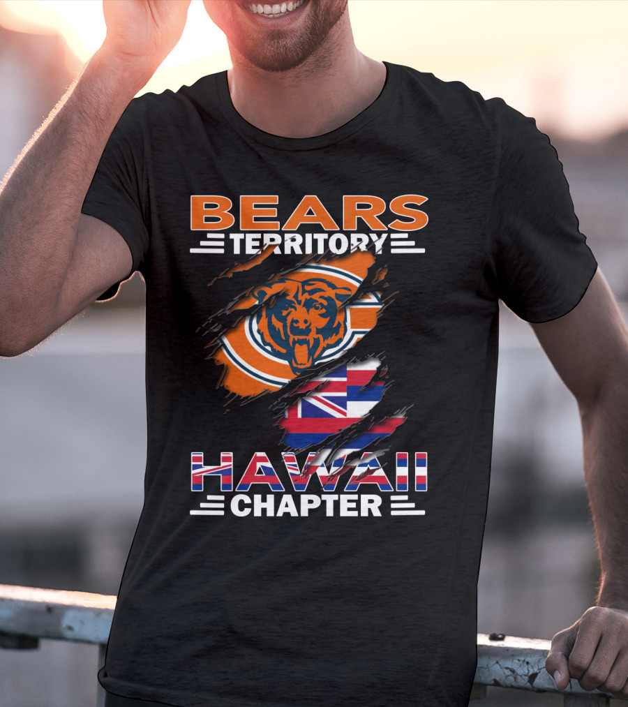 Bears Territory Hawaii Chapter Logo With Bear And Hawaiian Flag Elements T-Shirt