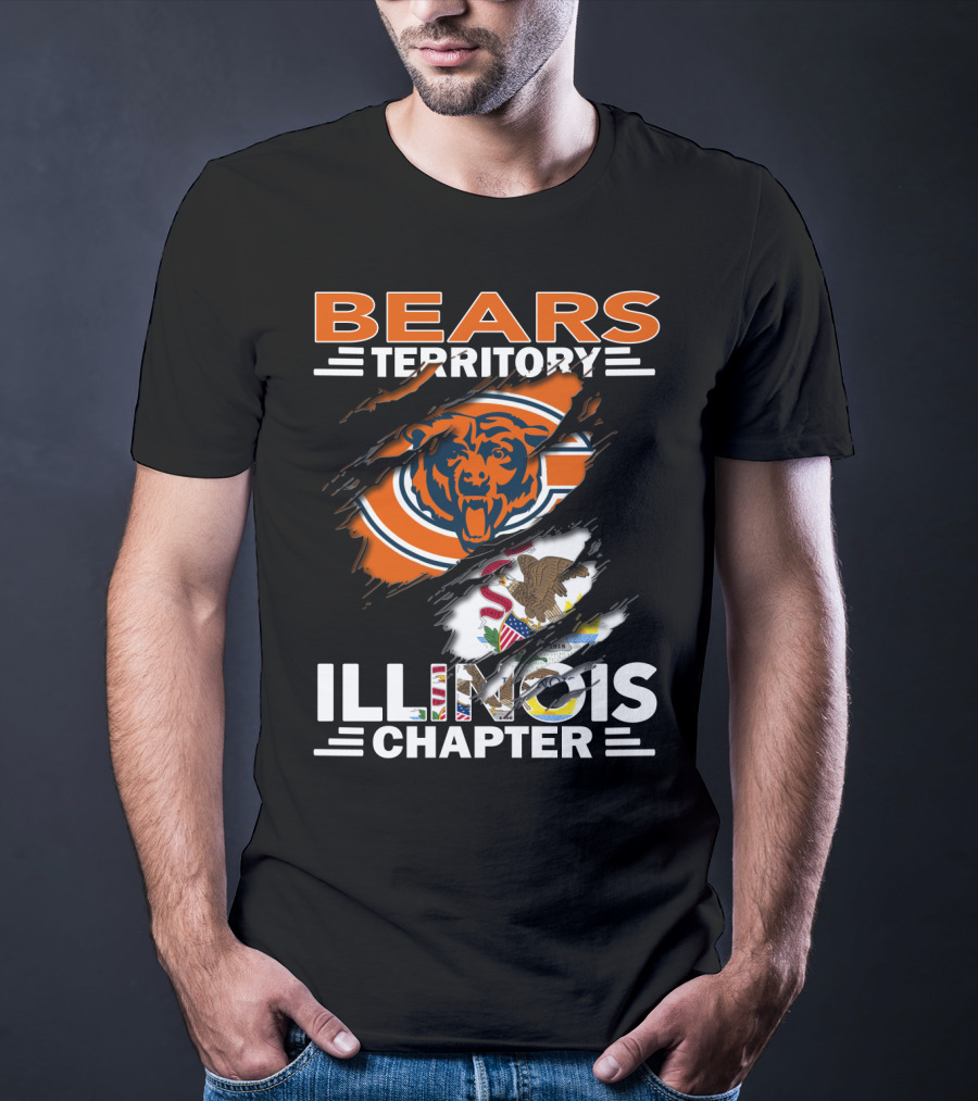 Bears Territory Illinois Chapter Chicago Bears Logo And Illinois State Flag T-Shirt