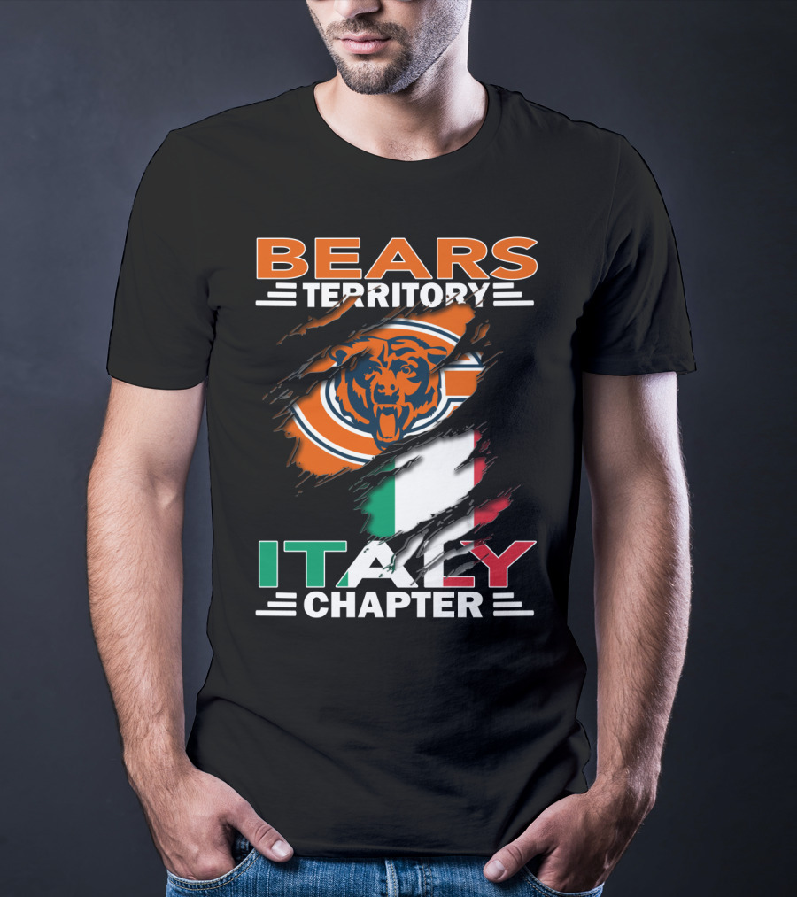Bears Territory Italy Chapter NFL Team Symbol With Italian Flag Background T-Shirt