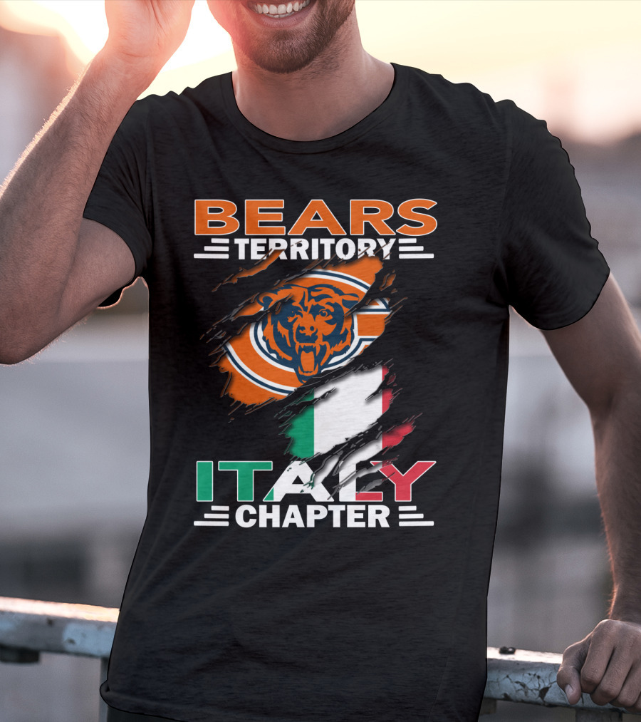 Bears Territory Italy Chapter NFL Team Symbol With Italian Flag Background T-Shirt
