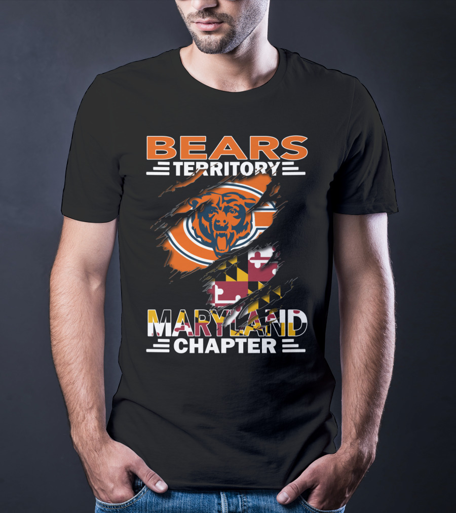 Bears Territory Maryland Chapter Chicago Bears Maryland Flag Fan Club T-Shirt
