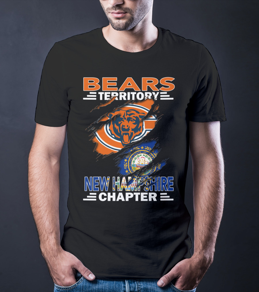 Bears Territory New Hampshire Chapter Chicago Bears Logo New Hampshire State Flag T-Shirt