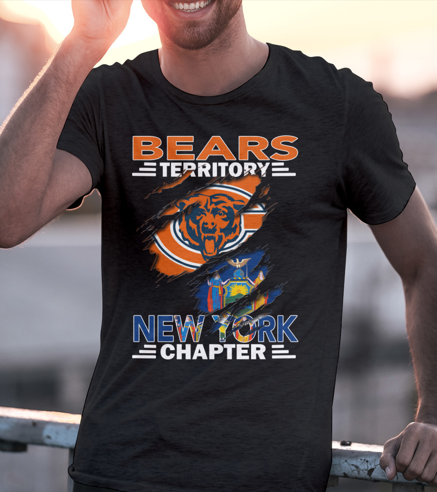 Bears Territory New York Chapter Flag And Logo Fusion T-Shirt