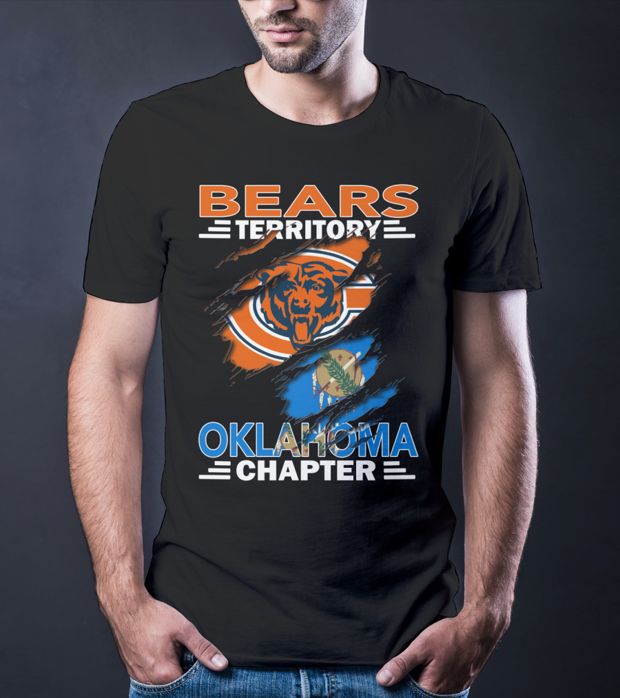 Bears Territory Oklahoma Chapter Chicago Bears Logo With State Flag Background T-Shirt