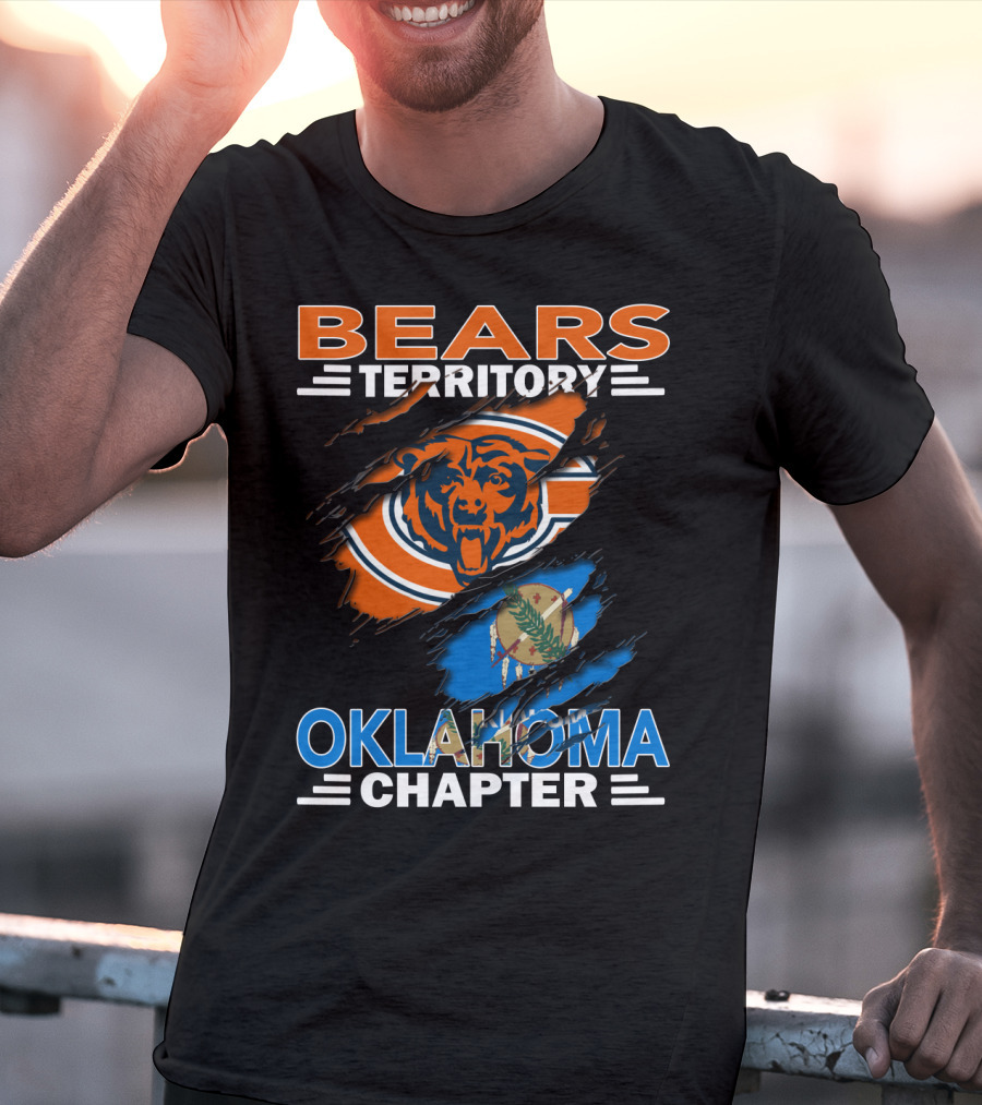 Bears Territory Oklahoma Chapter Chicago Bears Logo With State Flag Background T-Shirt