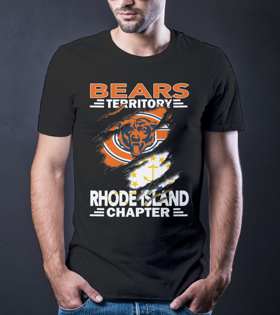 Bears Territory Rhode Island Chapter Chicago Bears Logo And Rhode Island Flag T-Shirt