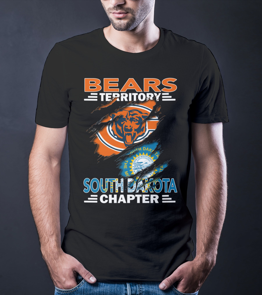 Bears Territory South Dakota Chapter Logo With Chicago Bears And State Emblem T-Shirt