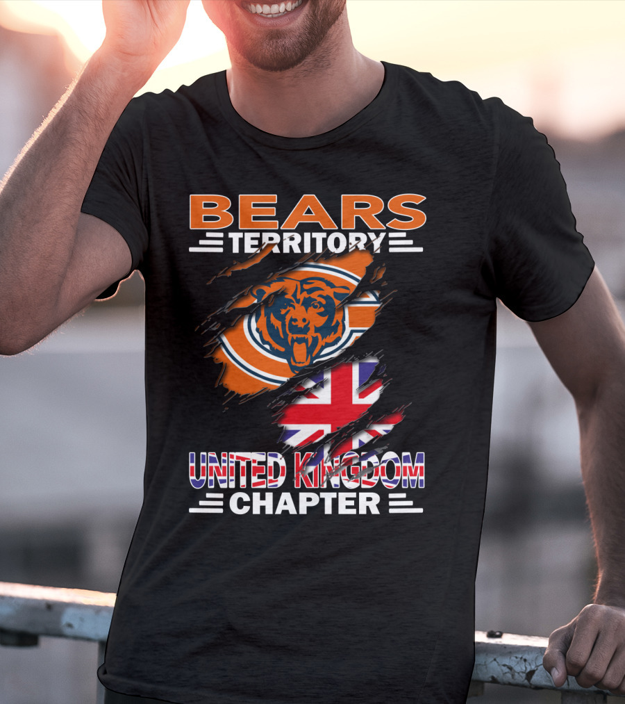 Bears Territory United Kingdom Chapter NFL Fan Club Logo With Union Jack And Bear Emblem T-Shirt