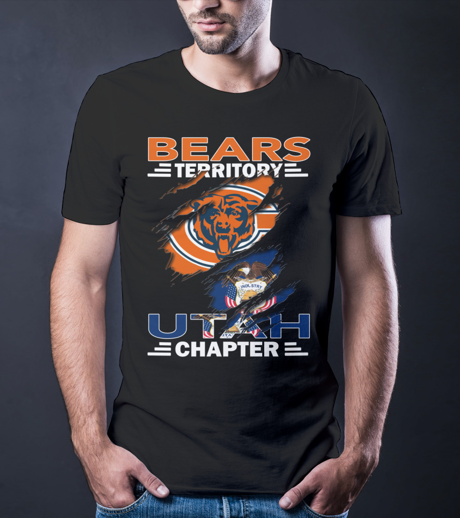 Bears Territory Utah Chapter Chicago Bears Utah State Flag T-Shirt