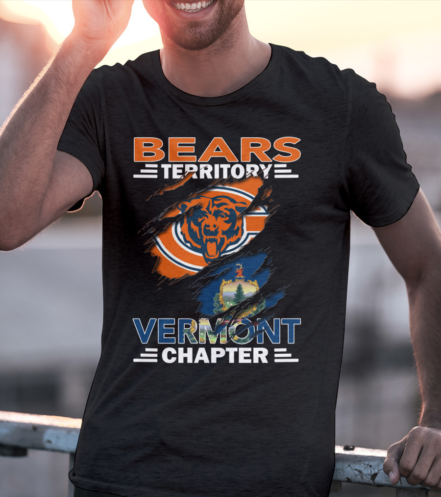 Bears Territory Vermont Chapter Chicago Bears Vermont State Flag T-Shirt