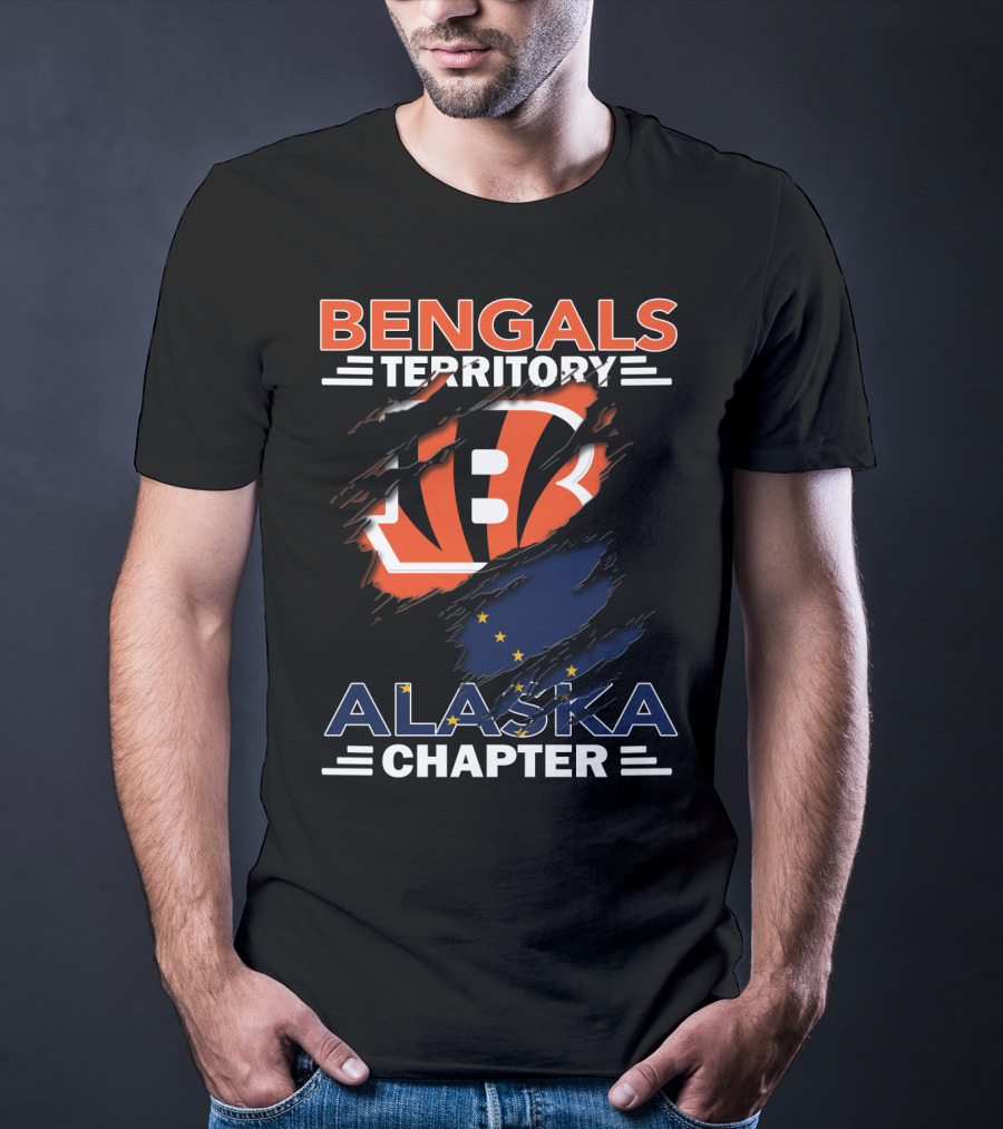 Bengals Territory Alaska Chapter Logo With Torn Effect And Flag Elements T-Shirt