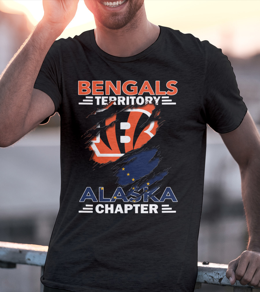 Bengals Territory Alaska Chapter Logo With Torn Effect And Flag Elements T-Shirt