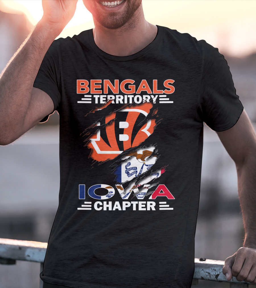 Bengals Territory Iowa Chapter With Cincinnati Bengals Logo And Iowa Flag Elements T-Shirt