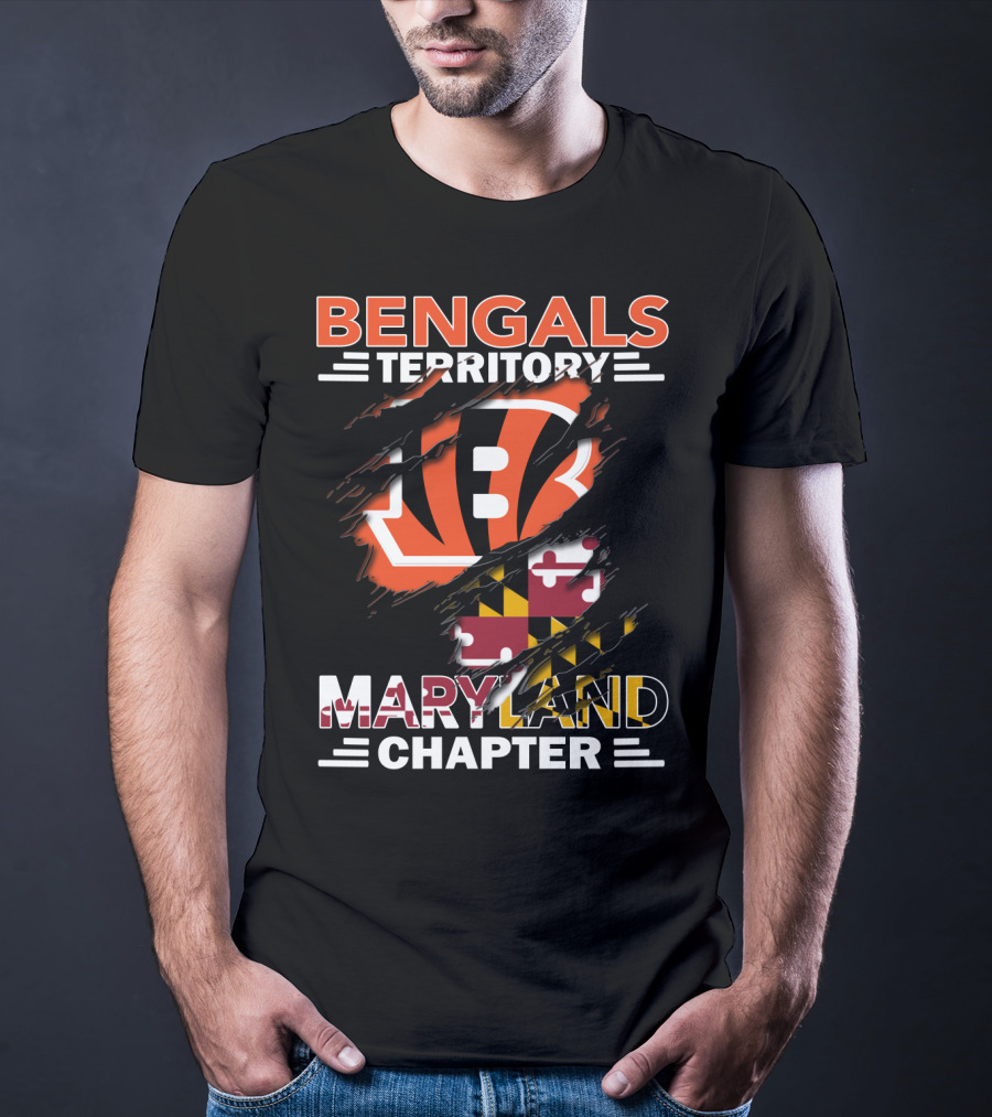 Bengals Territory Maryland Chapter Cincinnati Bengals Logo Maryland Flag T-Shirt