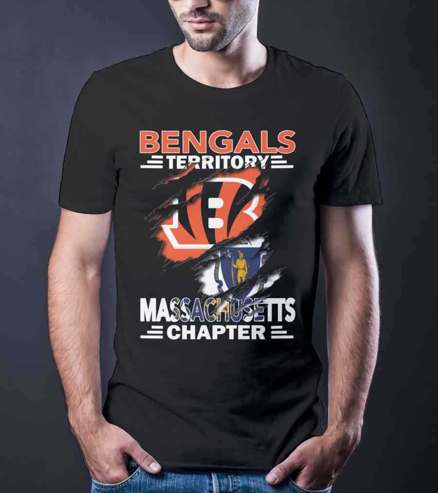 Bengals Territory Massachusetts Chapter Logo With Iconic Symbols T-Shirt